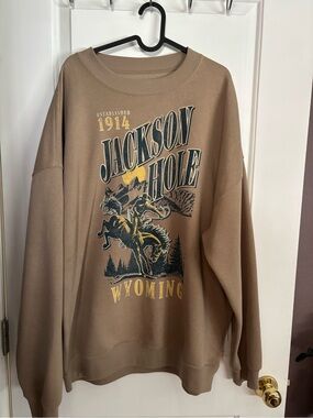 Jackson Hole Wyoming Brown Graphic Sweatshirt XL